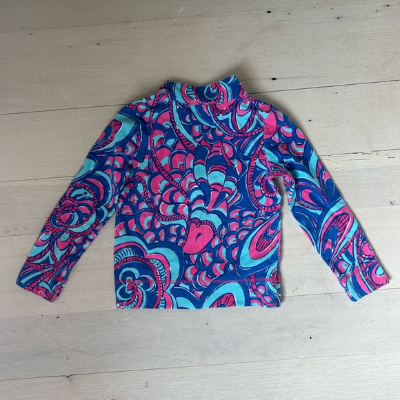 Lilly Pulitzer Girls Reel Me In print Mini Skipper Popover 1/2 Zip EUC - Picture 2 of 8